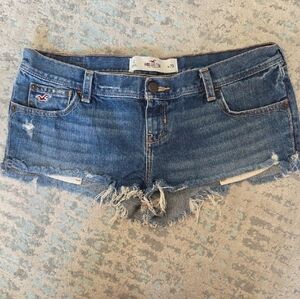 Hollister Raw Hem Medium Blue Denim Cutoff Shorts